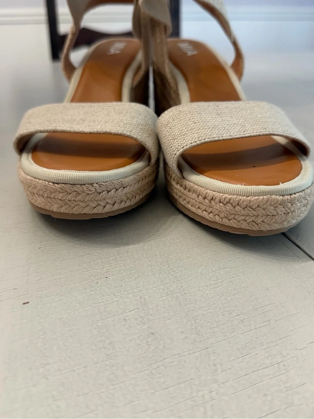 MIA Women’s Brittni Beige Espadrille Wedge Sandals with Ankle Strap Sz 11 NWOT